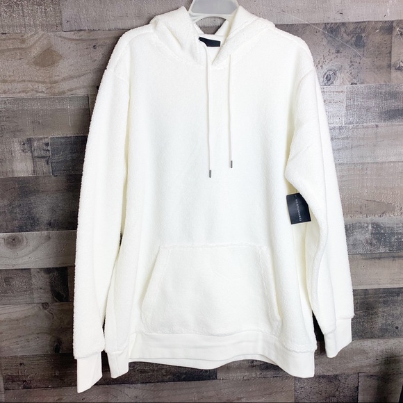No Boundaries Tops - Winter White Sherpa Hoodie Pullover Sweatshirt NWT